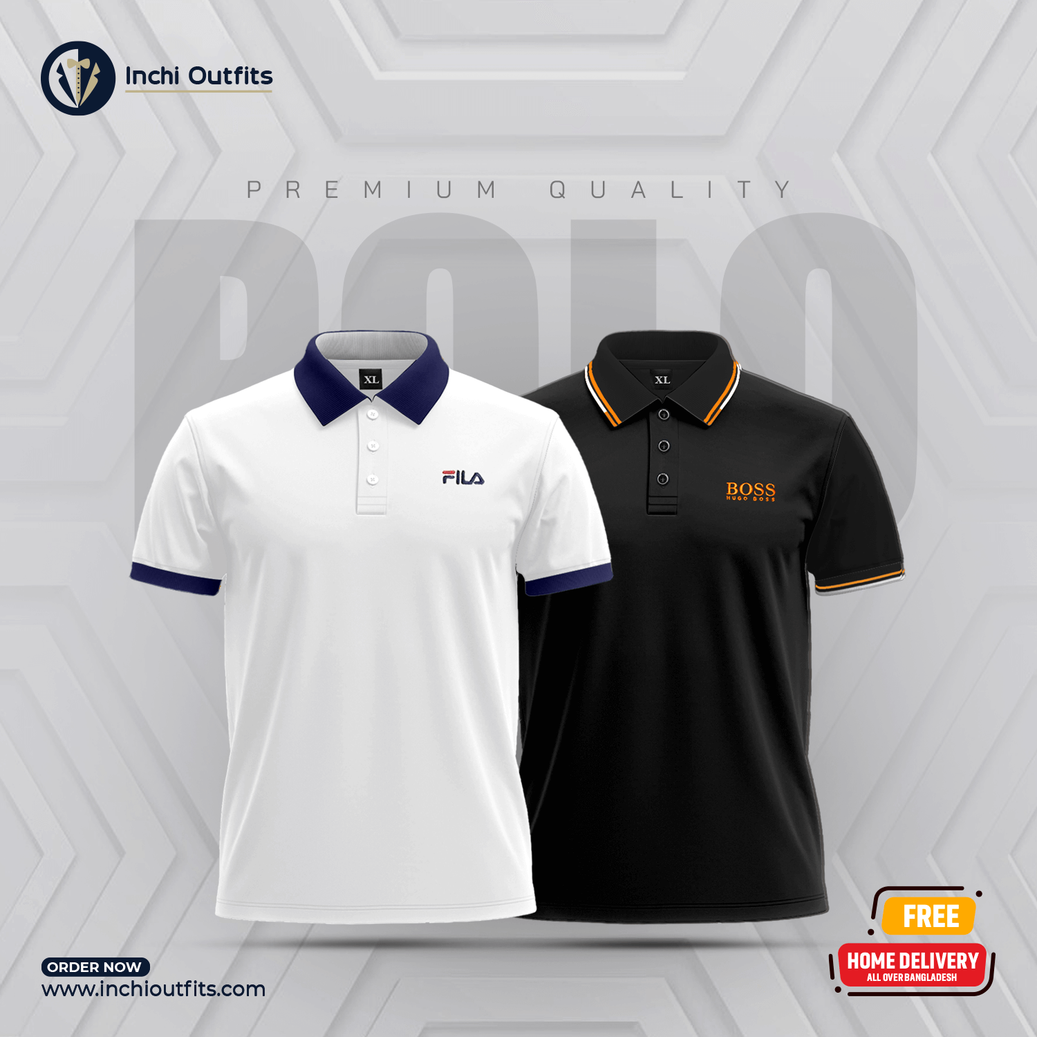 2 Pcs COMBO PK Cotton Polo Shirt (Black+White)